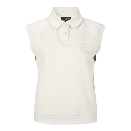 여성 별 심볼 자수 칼라 슬리브리스 탑