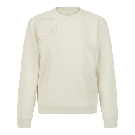 여성 플로럴 자수 소프트 스웨트 긴팔티셔츠