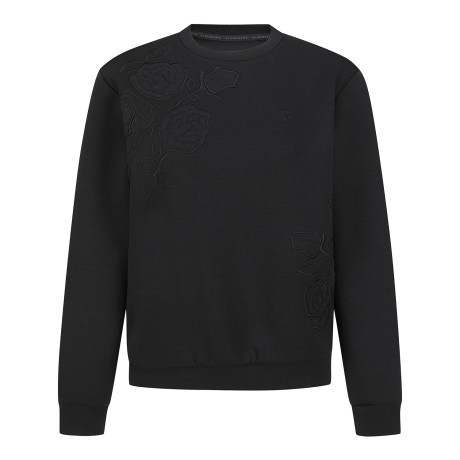 여성 플로럴 자수 소프트 스웨트 긴팔티셔츠