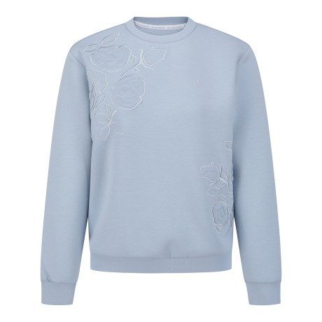 여성 플로럴 자수 소프트 스웨트 긴팔티셔츠