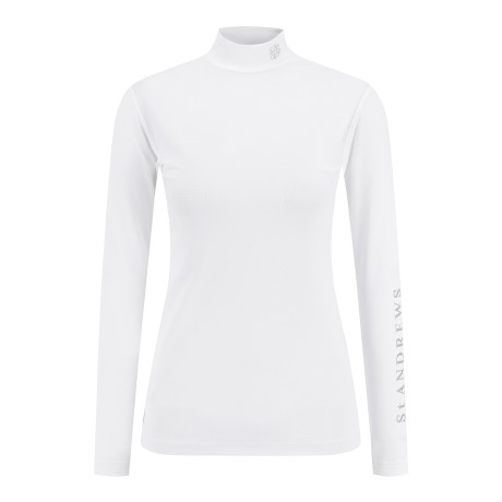 여성 글리터 로고 메쉬 블록 긴팔 티셔츠