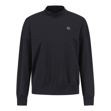 여성 로고 패턴 모크넥 긴팔 티셔츠