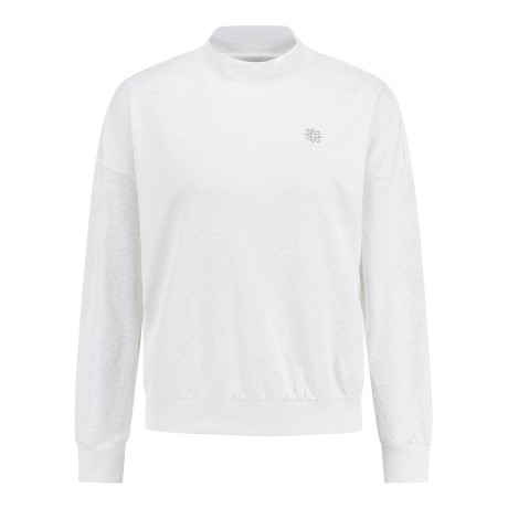 여성 로고 패턴 모크넥 긴팔 티셔츠