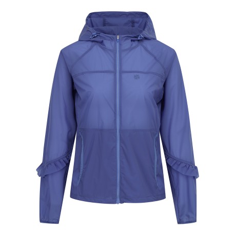 여성 프릴 라인 후드 레인 점퍼