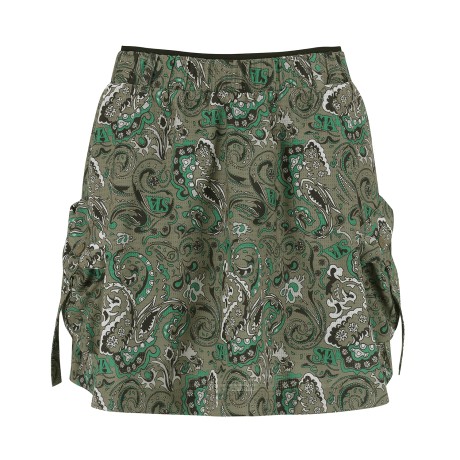 여성 페이즐리 카고 포켓 큐롯 스커트