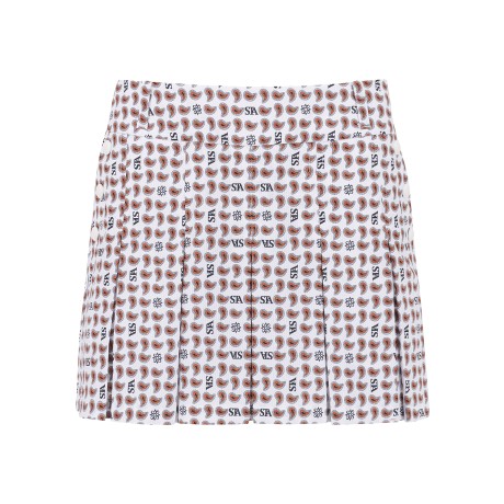 여성 페이즐리 로고 플리츠 큐롯 스커트