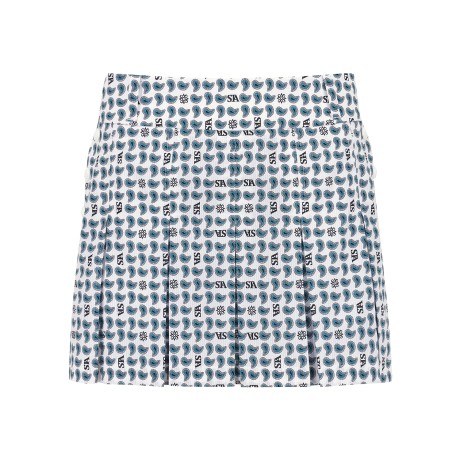 여성 페이즐리 로고 플리츠 큐롯 스커트