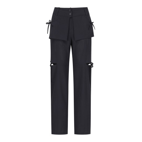 여성 사이드 절개 플랩 리본 팬츠