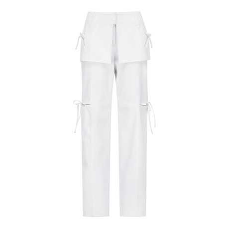 여성 사이드 절개 플랩 리본 팬츠