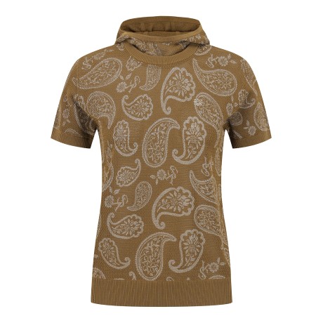 여성 페이즐리 레이어 메쉬 후드 니트