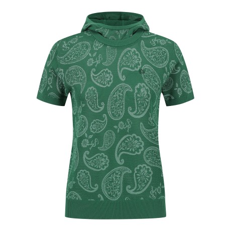 여성 페이즐리 레이어 메쉬 후드 니트