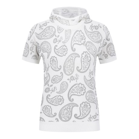 여성 페이즐리 레이어 메쉬 후드 니트