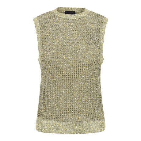 여성 별 심볼 멜란지 메쉬 니트 베스트