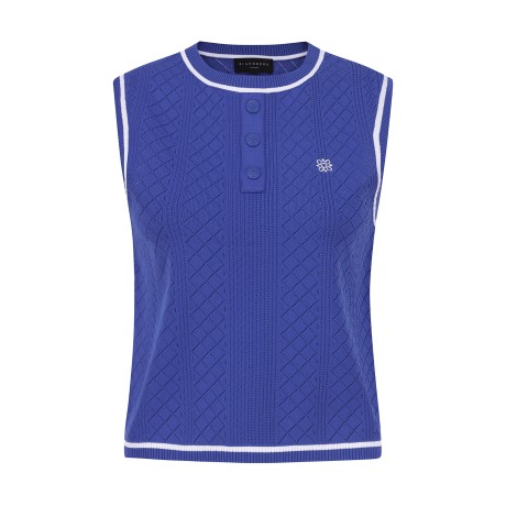 여성 아가일 조직감 니트 베스트