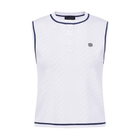 여성 아가일 조직감 니트 베스트