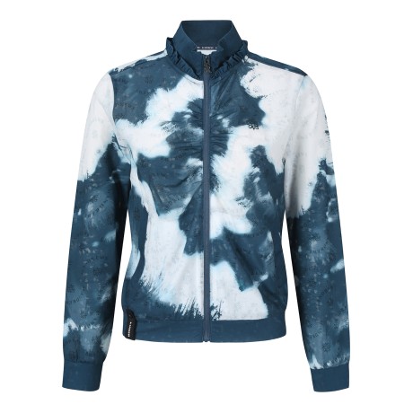 여성 셔링 로고 프린팅 집업 탑