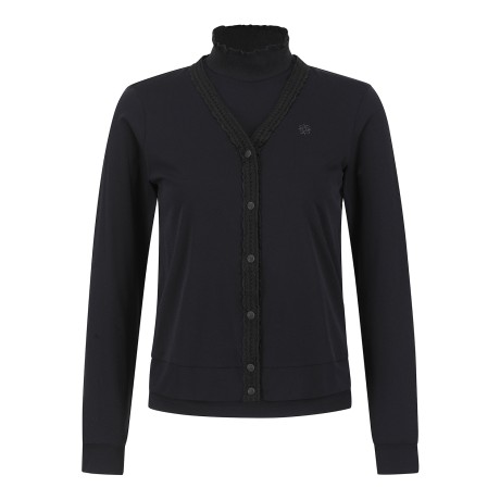 여성 하이넥 슬리브리스 & 레이스 가디건