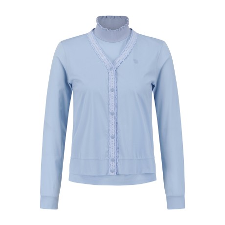 여성 하이넥 슬리브리스 & 레이스 가디건