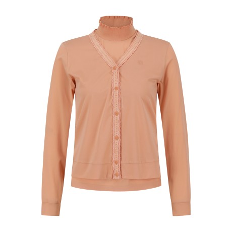 여성 하이넥 슬리브리스 & 레이스 가디건