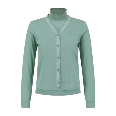 여성 하이넥 슬리브리스 & 레이스 가디건