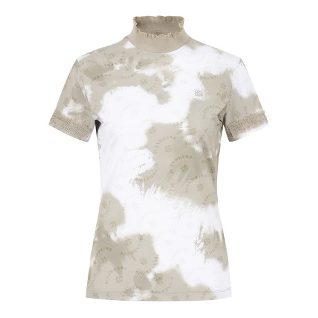 여성 프릴 블록 니트넥 반팔이너티셔츠