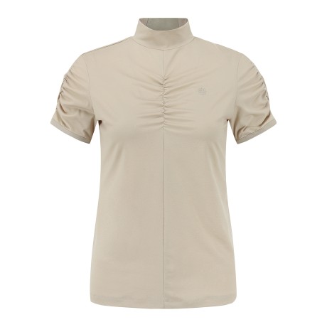 여성 셔링 모크넥 반팔 티셔츠