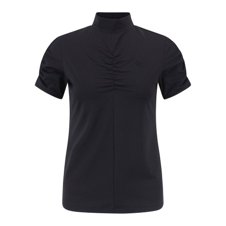 여성 셔링 모크넥 반팔 티셔츠