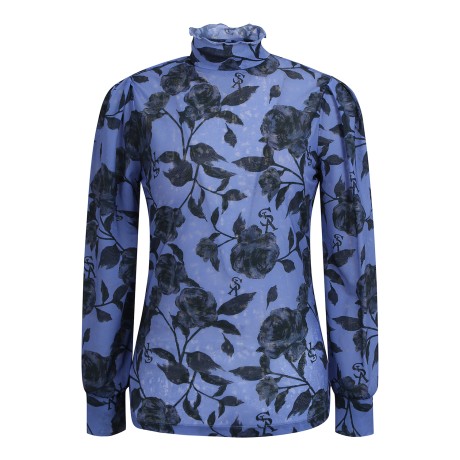 여성 플로럴 퍼프 긴팔 티셔츠