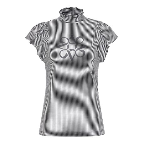 여성 스트라이프 시어서커 패널 티셔츠