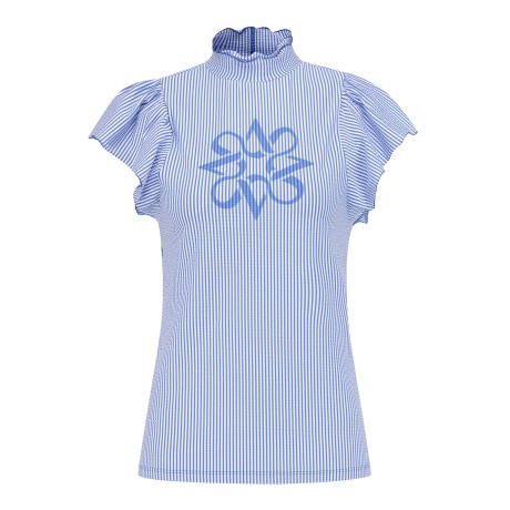 여성 스트라이프 시어서커 패널 티셔츠