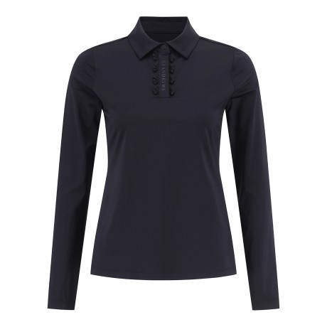 여성 리본 플래킷 냉감 칼라 티셔츠