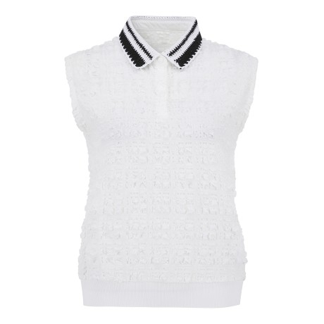 여성 시어서커 체크 슬리브리스 탑