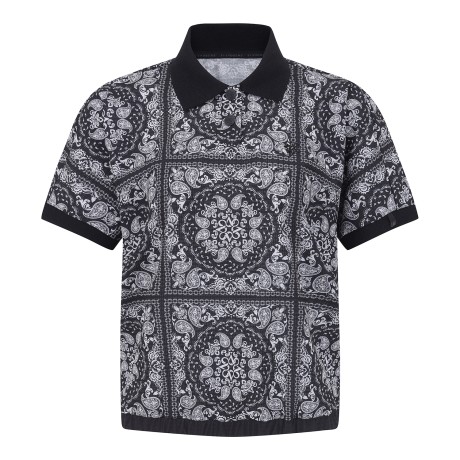 여성 페이즐리 루즈핏 칼라 반팔 티셔츠