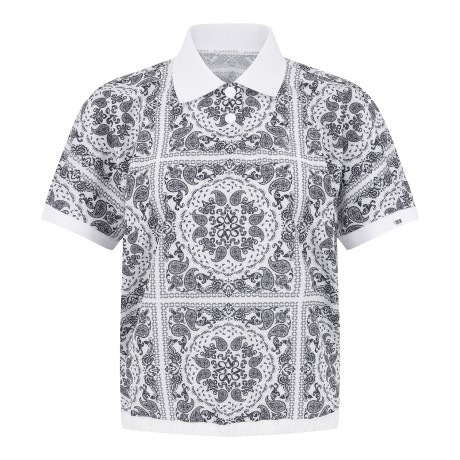 여성 페이즐리 루즈핏 칼라 반팔 티셔츠