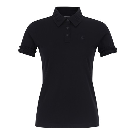 여성 프릴 커프스 칼라 반팔 티셔츠