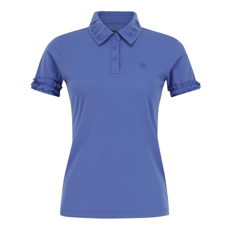 여성 프릴 커프스 칼라 반팔 티셔츠