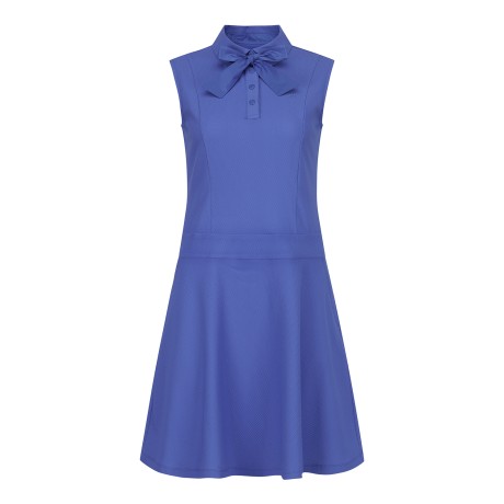 여성 조직감 슬리브리스 칼라 원피스