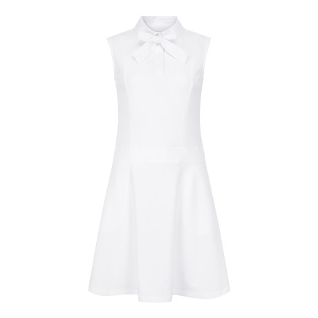 여성 조직감 슬리브리스 칼라 원피스