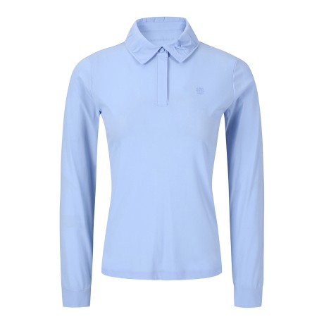 여성 셔링 칼라 긴팔 티셔츠