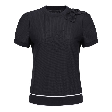 여성 엠보 별 심볼 리본 퍼프 티셔츠