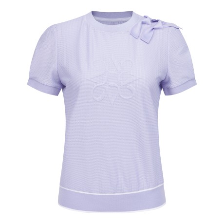 여성 엠보 별 심볼 리본 퍼프 티셔츠