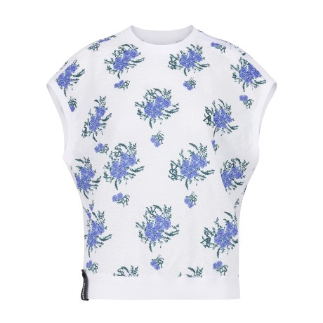 여성 플로럴 시어서커 루즈핏 탑