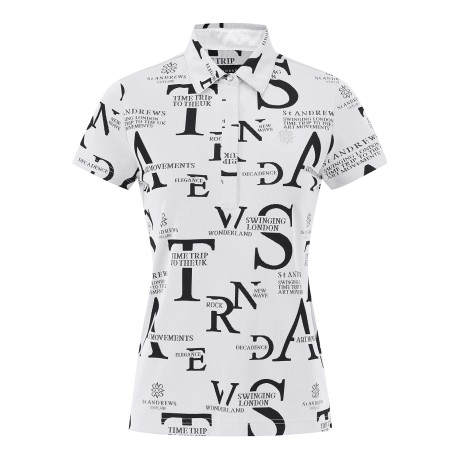 여성 로고 패턴 글리터 칼라 티셔츠