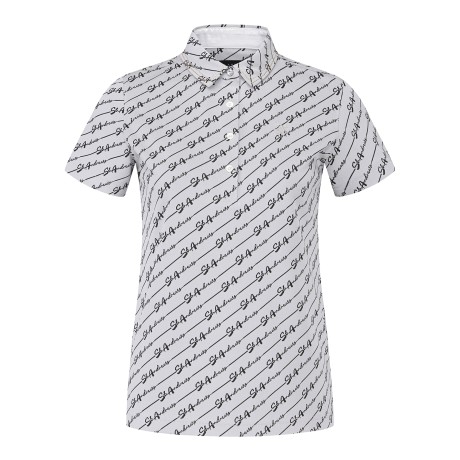 여성 사선 로고 칼라 반팔 티셔츠