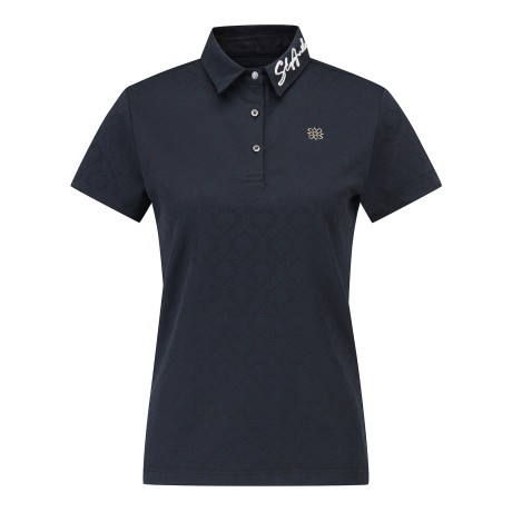 여성 자카드 배색 로고 칼라 반팔 티셔츠