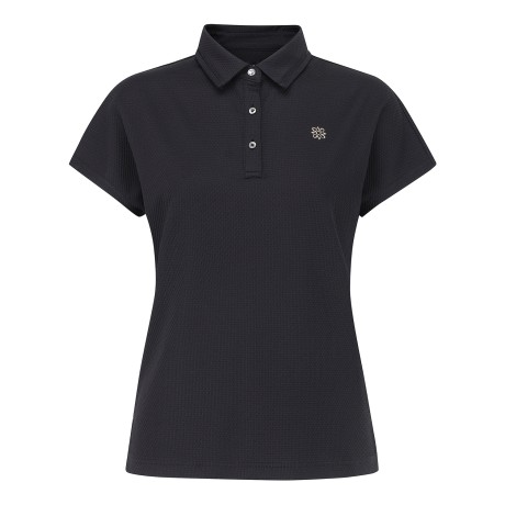 여성 체크 조직 캡슬리브 칼라 티셔츠