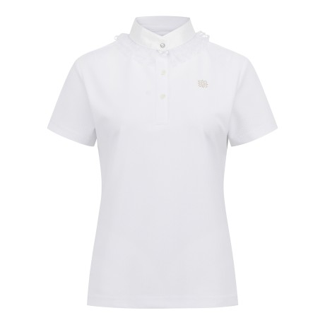 여성 탈착 메쉬 칼라 반팔 티셔츠