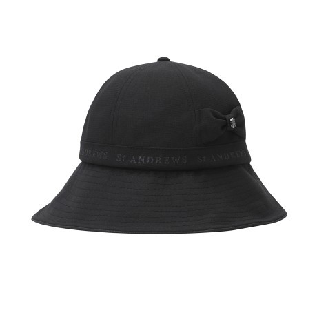 여성 글리터 로고 사이드 리본 버킷햇