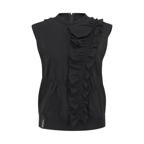 여성 사선 스모킹 프릴 베스트