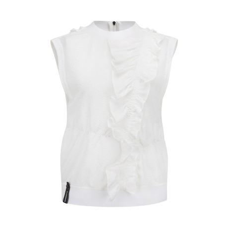 여성 사선 스모킹 프릴 베스트